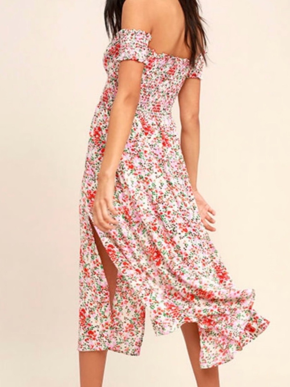 Lulus View From The Meadow Floral Off-Shoulder Midi Dress - Picture 2 of 6